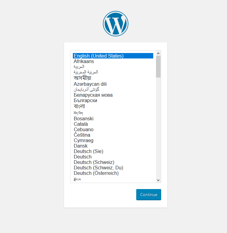 WordPress Setup Step 1