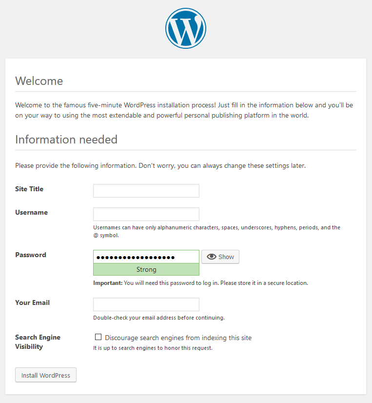 WordPress Setup Step 5